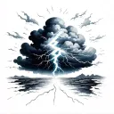 Cloud and lightning bolt striking tattoo design idea