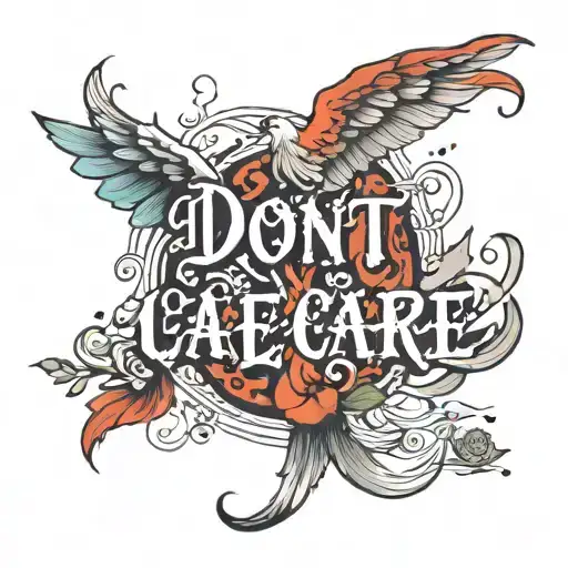 text i don't care tattoo design idea