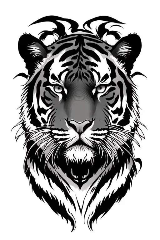 tiger head tattoo design idea