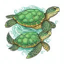 3 sea turtles swimming together tattoo design idea
