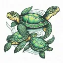 3 sea turtles swimming together tattoo design idea