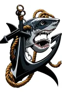 anchor compass rope shark tattoo design idea