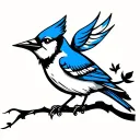 neo trad tattoo design blue jay bird singing tattoo design idea