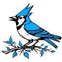 neo trad tattoo design blue jay bird singing tattoo design idea