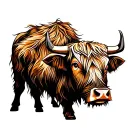 highland cow tattoo design idea