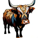 highland cow tattoo design idea