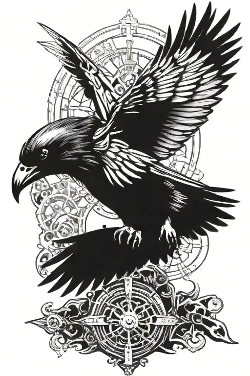raven perched tattoo design idea