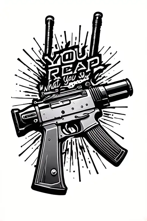 ak47 on the forearm with the words you reap what you sow   tattoo design idea