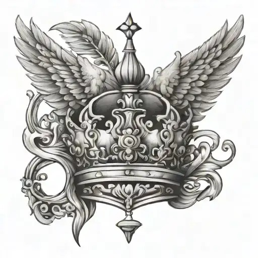 crown with wings tattoo design idea