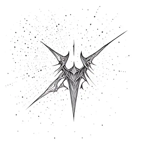 make a minimal with lines and dot work design of Nazgul  tattoo design idea