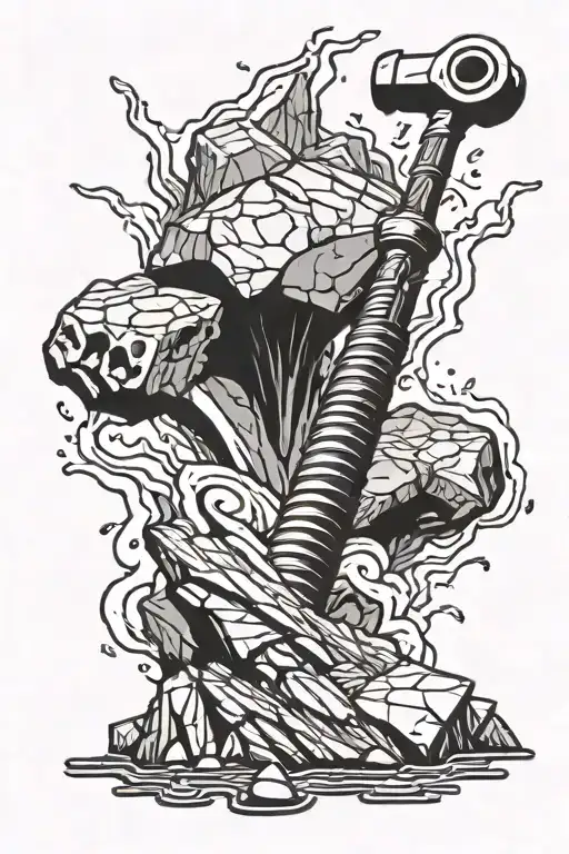 geology rock hammer tattoo design idea