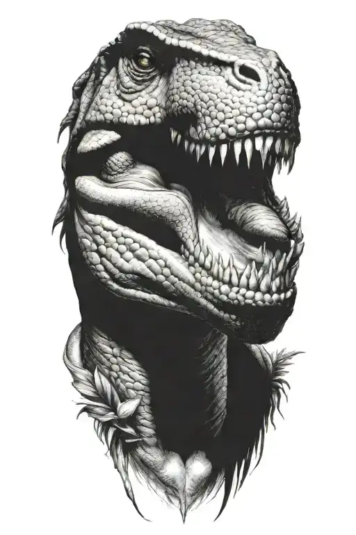 t-rex wearing matilda's headband tattoo design idea