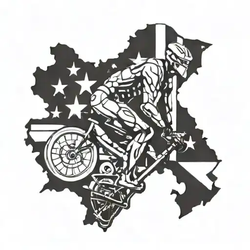 Ironman triathlon m-dot logo filled in with California State flag tattoo design idea