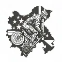 Ironman triathlon m-dot logo filled in with California State flag tattoo design idea