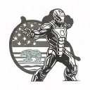 Ironman triathlon m-dot logo filled in with California State flag tattoo design idea