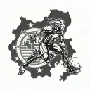 Ironman triathlon m-dot logo filled in with California State flag tattoo design idea