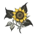 sunflower in a rose surrounded tattoo design idea