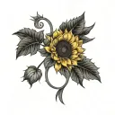 sunflower in a rose surrounded tattoo design idea