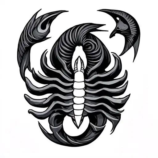 vertical tattoo with scorpio, sagittarius, and pisces symbols tattoo design idea