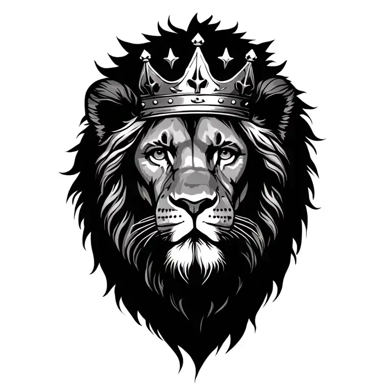 jesus and lion wearing a crown tattoo design idea