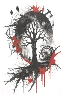 tree abstract compas tattoo design idea