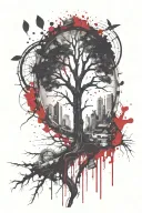 tree abstract compas tattoo design idea