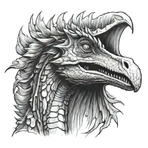 the head of a Therizinosaurus from the game ARK tattoo design idea