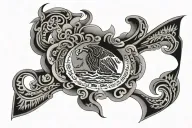 Mexico heritage tattoo with Mexican flag intertwined tattoo design idea