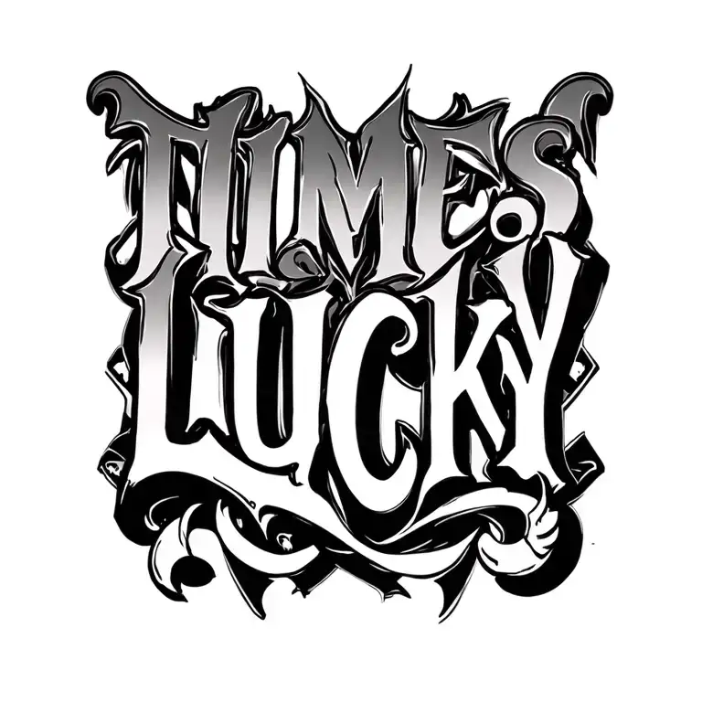 "times roman" name LUCKY. nothing else tattoo design idea