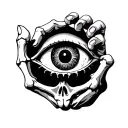 skeleton hand tatto with third eye inside tattoo design idea