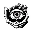 skeleton hand tatto with third eye inside tattoo design idea