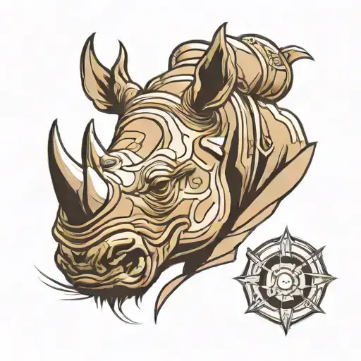 rhino head soldier tattoo design idea