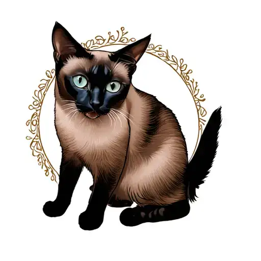 black and siamese cat tattoo design idea