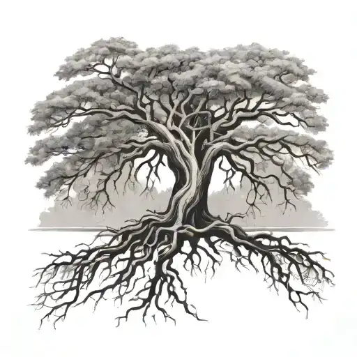 A tree with roots forming one name and branches forming the other, symbolizing growth and strength in your relationship. tattoo design idea