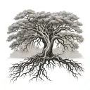 A tree with roots forming one name and branches forming the other, symbolizing growth and strength in your relationship. tattoo design idea