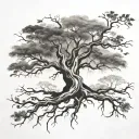 A tree with roots forming one name and branches forming the other, symbolizing growth and strength in your relationship. tattoo design idea