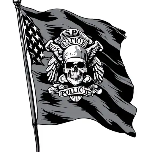 Police Flag tattoo design idea