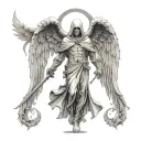 A combination of a reaper and arch angel symbolizing the balance between life and death tattoo design idea
