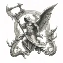 A combination of a reaper and arch angel symbolizing the balance between life and death tattoo design idea