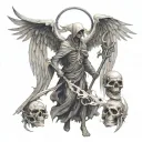 A combination of a reaper and arch angel symbolizing the balance between life and death tattoo design idea