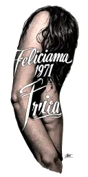 On the arm, I want:“Feliciana 1971” — in script lettering outline tattoo style (like Kai Cenat’s “Tricia”) — large eno tattoo design idea