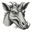 half goat half alligator head tattoo design idea