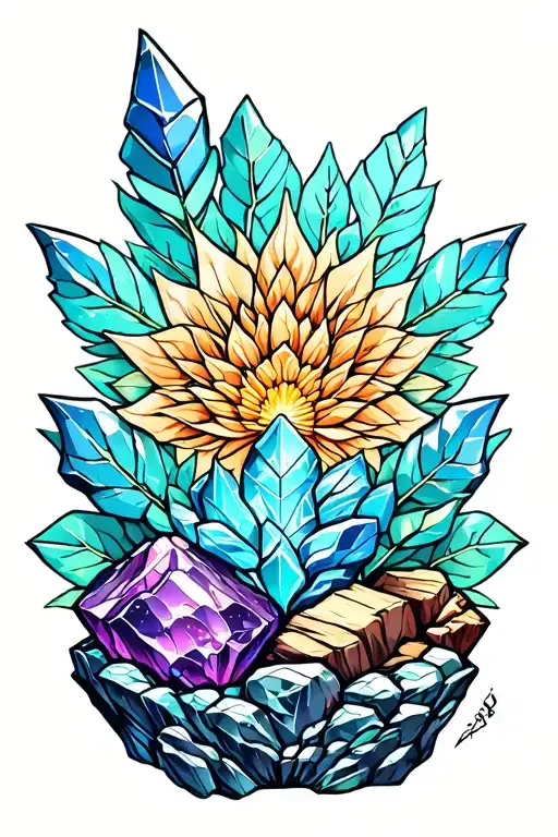 Geology, mineral stone tattoo design idea