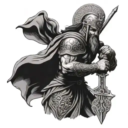 Persian warrior wielding a bandits godsword tattoo design idea