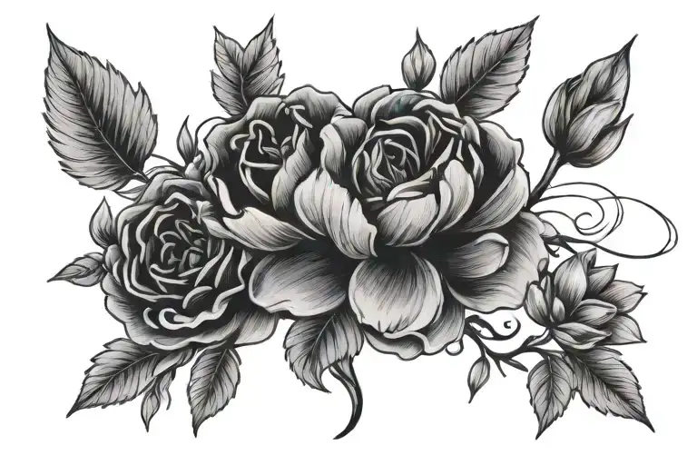 birth month flowers intertwined tattoo design idea