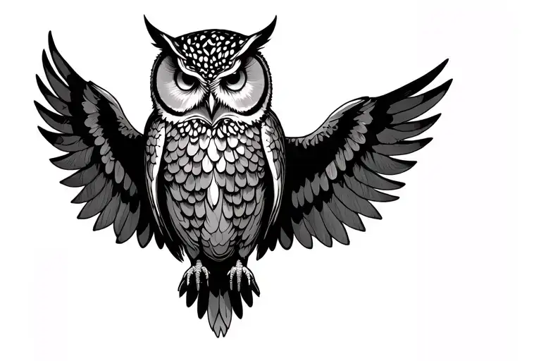 Fine Line Owl wings spread for the forearm tattoo tattoo design idea