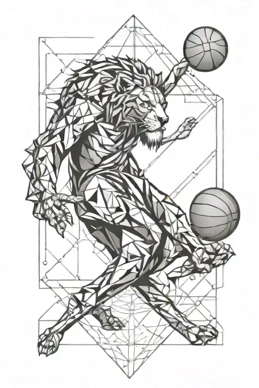 BASKETBALL AND ZODIAC SIGN LEO SYMBOLS INTERTWINED tattoo design idea