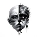 split face realism surrealism tattoo design idea