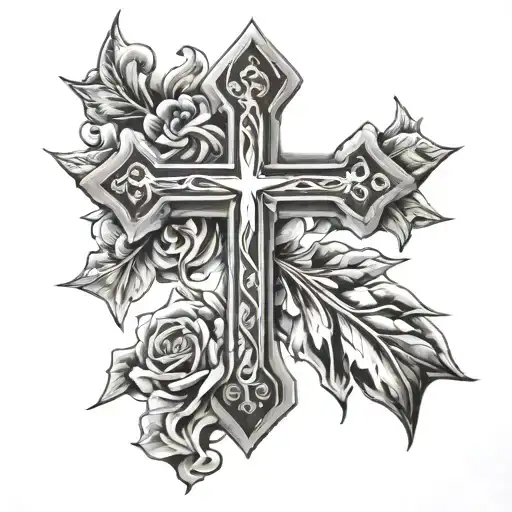224 and a cross  tattoo design idea