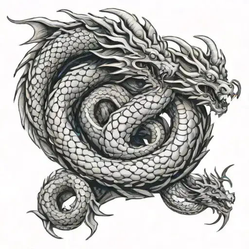 heracles hydra dragon with 3 heads tattoo design idea